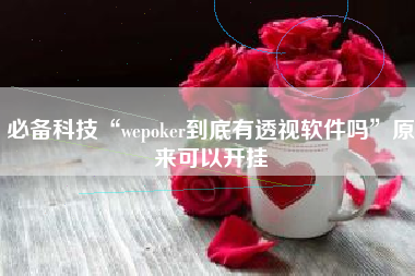 必备科技“wepoker到底有透视软件吗”原来可以开挂