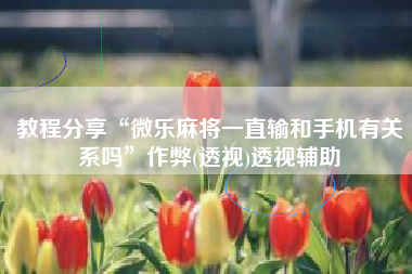 教程分享“微乐麻将一直输和手机有关系吗	”作弊(透视)透视辅助