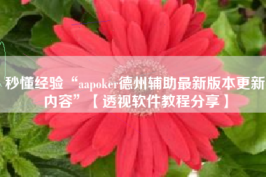 秒懂经验“aapoker德州辅助最新版本更新内容”【透视软件教程分享】