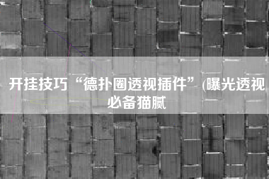 开挂技巧“德扑圈透视插件”(曝光透视必备猫腻