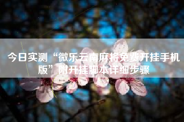 今日实测“微乐云南麻将免费开挂手机版	”附开挂脚本详细步骤