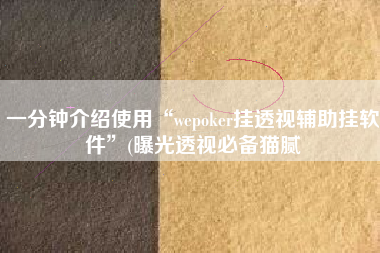 一分钟介绍使用“wepoker挂透视辅助挂软件	”(曝光透视必备猫腻