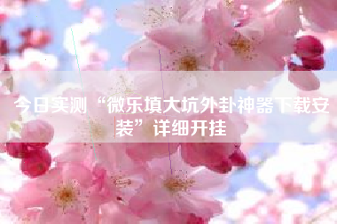 今日实测“微乐填大坑外卦神器下载安装”详细开挂