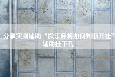 分享实测辅助“微乐麻将如何判断开挂	”辅助挂下载