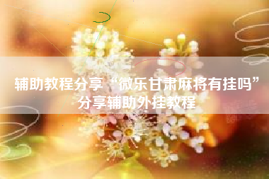 辅助教程分享“微乐甘肃麻将有挂吗”分享辅助外挂教程