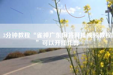 3分钟教程“雀神广东麻将开挂视频教程	”可以开挂作弊