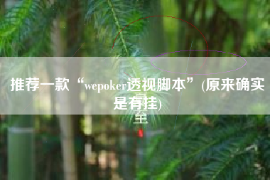 推荐一款“wepoker透视脚本	”(原来确实是有挂)