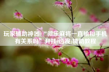 玩家辅助神器:“微乐麻将一直输和手机有关系吗”开挂(透视)辅助教程