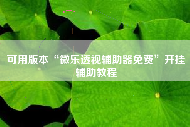 可用版本“微乐透视辅助器免费”开挂辅助教程