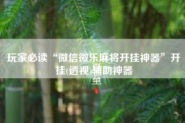 玩家必读“微信微乐麻将开挂神器”开挂(透视)辅助神器