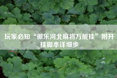 玩家必知“微乐河北麻将万能挂”附开挂脚本详细步