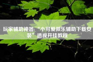玩家辅助神器:“小可爱微乐辅助下载安装	”透视开挂教程