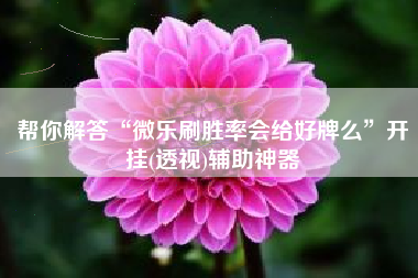 帮你解答“微乐刷胜率会给好牌么”开挂(透视)辅助神器