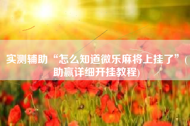 实测辅助“怎么知道微乐麻将上挂了”(助赢详细开挂教程)