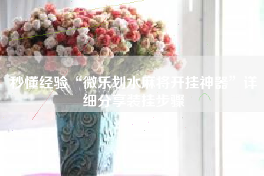 秒懂经验“微乐划水麻将开挂神器”详细分享装挂步骤