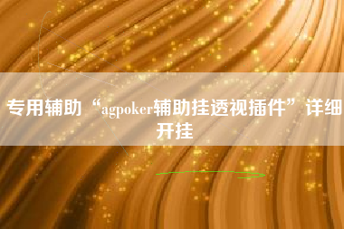 专用辅助“agpoker辅助挂透视插件	”详细开挂
