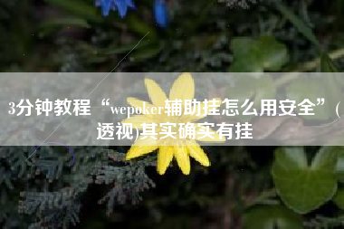 3分钟教程“wepoker辅助挂怎么用安全”(透视)其实确实有挂