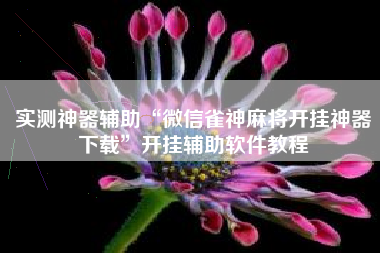 实测神器辅助“微信雀神麻将开挂神器下载”开挂辅助软件教程