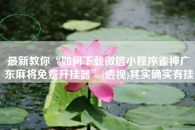 最新教你“如何下载微信小程序雀神广东麻将免费开挂器”(透视)其实确实有挂