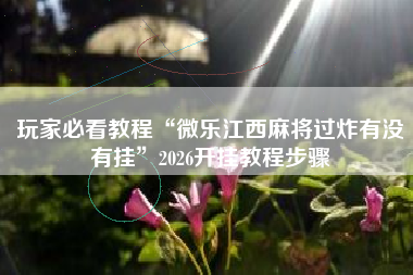 玩家必看教程“微乐江西麻将过炸有没有挂	”2026开挂教程步骤