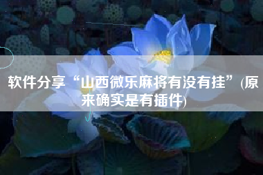 软件分享“山西微乐麻将有没有挂	”(原来确实是有插件)