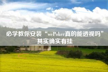 必学教你安装“wePoker真的能透视吗”其实确实有挂