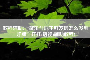 教程辅助!“微乐斗地主好友房怎么发到好牌”开挂(透视)辅助教程!