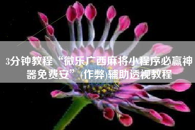 3分钟教程“微乐广西麻将小程序必赢神器免费安”(作弊)辅助透视教程