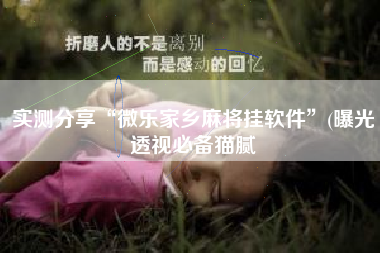 实测分享“微乐家乡麻将挂软件	”(曝光透视必备猫腻