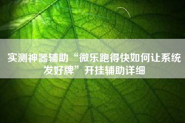 实测神器辅助“微乐跑得快如何让系统发好牌”开挂辅助详细