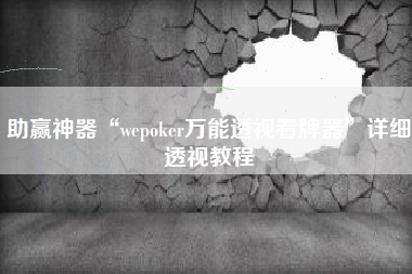 助赢神器“wepoker万能透视看牌器”详细透视教程