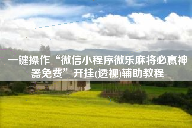 一键操作“微信小程序微乐麻将必赢神器免费”开挂(透视)辅助教程