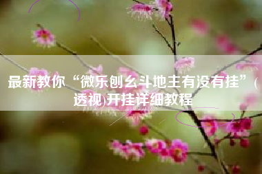 最新教你“微乐刨幺斗地主有没有挂”(透视)开挂详细教程