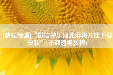[教程经验]“微信微乐河北麻将开挂下载安装	”(详细透视教程)