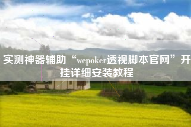 实测神器辅助“wepoker透视脚本官网	”开挂详细安装教程