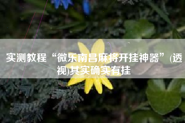 实测教程“微乐南昌麻将开挂神器”(透视)其实确实有挂