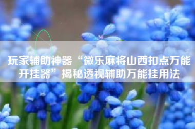 玩家辅助神器“微乐麻将山西扣点万能开挂器”揭秘透视辅助万能挂用法