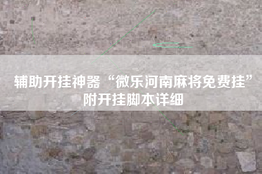 辅助开挂神器“微乐河南麻将免费挂”附开挂脚本详细