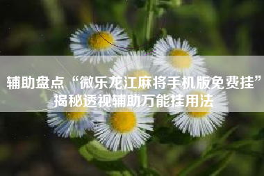 辅助盘点“微乐龙江麻将手机版免费挂	”揭秘透视辅助万能挂用法