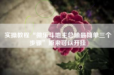 实操教程“微乐斗地主总输最简单三个步骤	”原来可以开挂