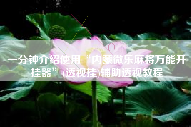 一分钟介绍使用“内蒙微乐麻将万能开挂器”(透视挂)辅助透视教程