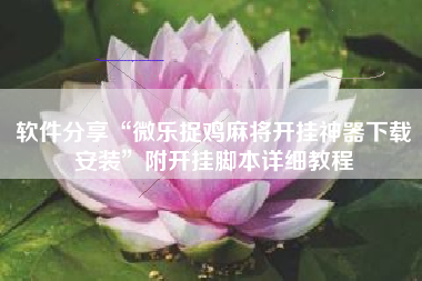 软件分享“微乐捉鸡麻将开挂神器下载安装”附开挂脚本详细教程