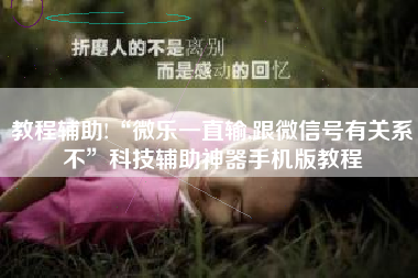 教程辅助!“微乐一直输,跟微信号有关系不”科技辅助神器手机版教程