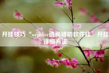 开挂技巧“wepoker透视辅助软件挂	”开挂详细方法