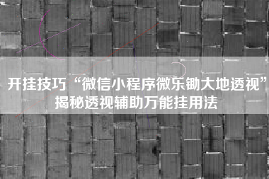开挂技巧“微信小程序微乐锄大地透视”揭秘透视辅助万能挂用法