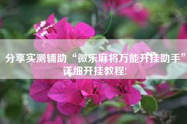 分享实测辅助“微乐麻将万能开挂助手”详细开挂教程!