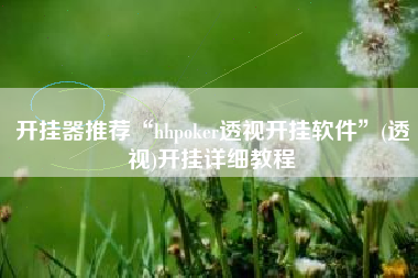 开挂器推荐“hhpoker透视开挂软件”(透视)开挂详细教程