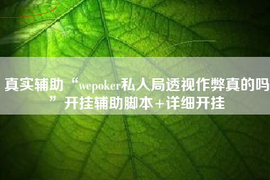 真实辅助“wepoker私人局透视作弊真的吗”开挂辅助脚本+详细开挂
