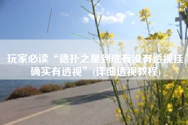 玩家必读“德扑之星到底有没有透视挂确实有透视”(详细透视教程)