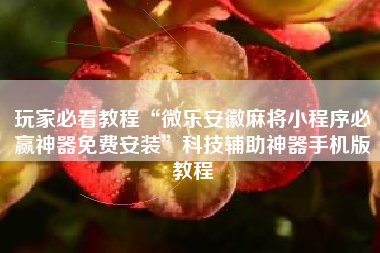 玩家必看教程“微乐安徽麻将小程序必赢神器免费安装”科技辅助神器手机版教程